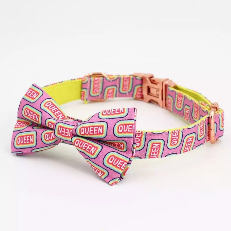 Personalized Dog Collar With Name Female Dog Collar Bowtie Etsy