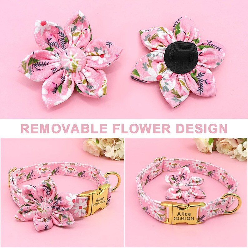 Personalized Dog Collar Custom Dog Collar Floral Girl Dog Etsy