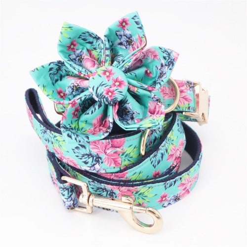 Personalized Dog Collar Engraved XL Dog Flower Collar Bow Etsy