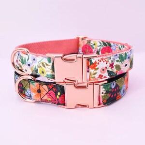 Cute Personalised Dog Collar Floral Girl Pet Winter Engraved Tag Medium Large - Foto 2