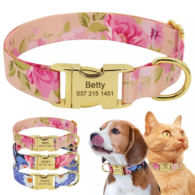 Personalized Dog Collar girly Dog CollarCustom Dog Collar Etsy