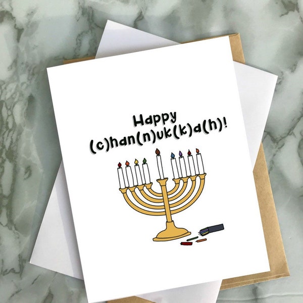 Happy Channukah Card, Hanukkah, Jewish, Holiday, Menorah, Funny, Greeting Card, Wishes