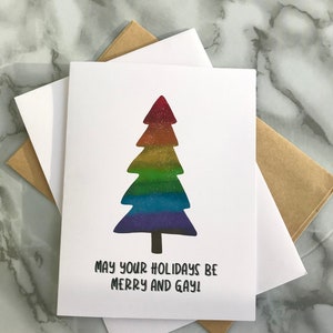 Que vos vacances soient joyeuses et gaies, carte de voeux pour Noël, période de Noël, carte pour elle, cadeau de Noël pour eux, LGBTQ, voeux drôles,