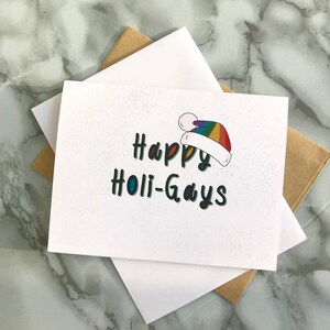 Happy Holi-Gays Weihnachtsgruß, Weihnachtsgeschenk, Feiertagskarte, LGBTQ, Lustig, Lustige Wünsche, Karte für Sie, Weihnachtsgeschenk für Gay