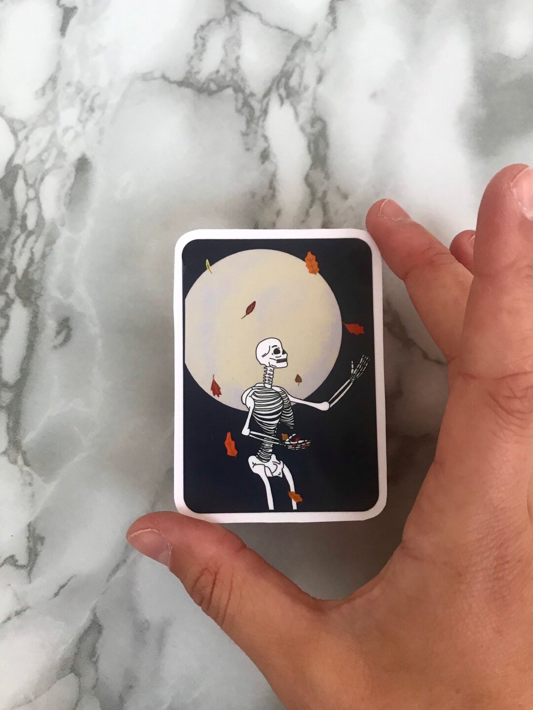 Skeleton Sleep Sticker Skeleton at Night Sticker, Fall, Autumn, Halloween, Digital Art ...