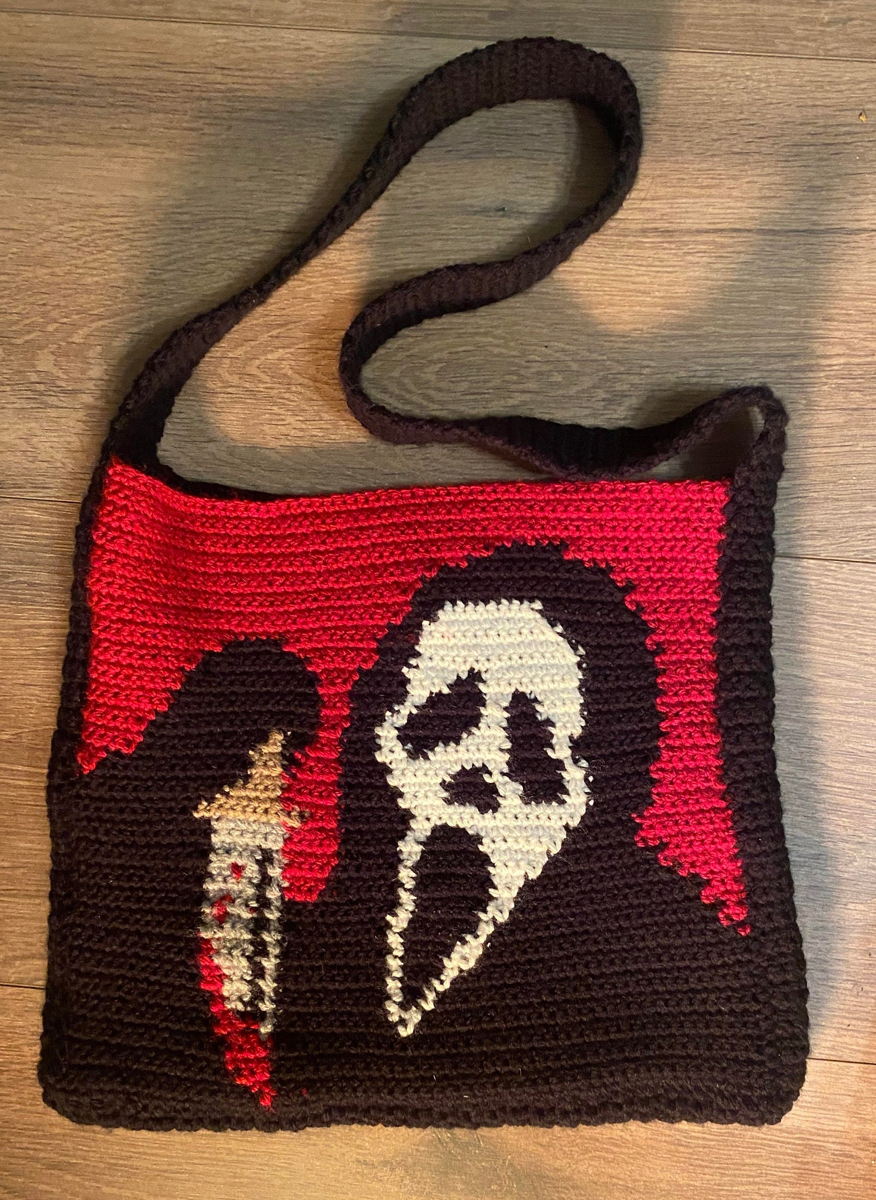 Ghostface Crochet Tapestry Pattern tote Bag Etsy