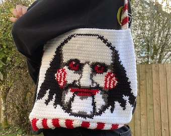 Billy the Puppet (Saw) Crochet Tapestry Pattern (Tote Bag)