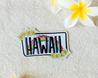 HAWAII LICENSE PLATE sticker, vinyl die cut waterproof