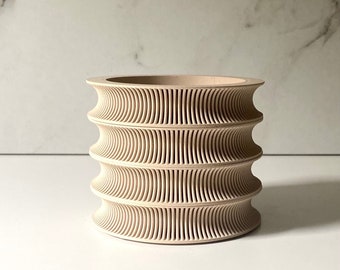 Gift: Set of 4 Stacking "CURVY COASTER" Oatmeal Matte Finish Mid Century Modern