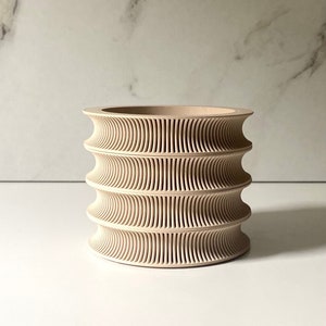 "Stacking ""Curvy Coaster"" Oatmeal Matte Finish Mid Century Modern."