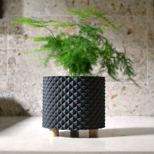 Wood Modern Planter PRISMATIC BLACK Black Wood Finish image 2