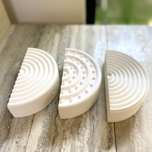 Mid Century Modern Set of 3 Circle Wall White Planter