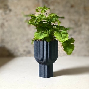 Tall Modern Planter "CHALICE BLACK” Black Wood Finish