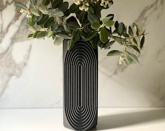 Tall “Deco Vase” Black Wood Matte Finish