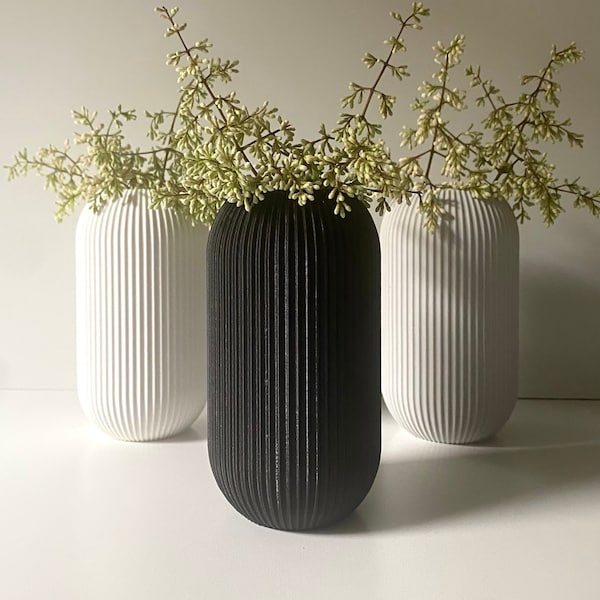 Tall “Bowl Vase” Black Sheen Finish