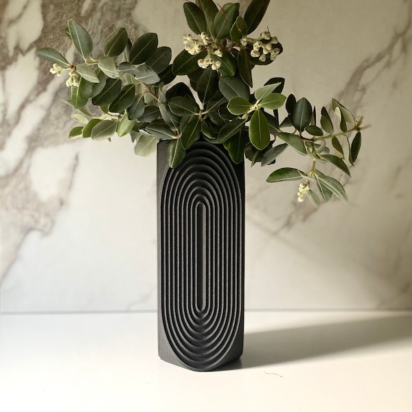 Tall “Deco Vase” Black Wood Matte Finish