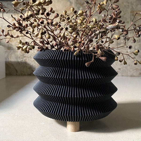 Japanse "PAGODA BLACK" plantenbak met zwarte houtafwerking