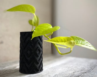 Tall Planter "ZIGGY TALL BLACK" Mid Century Vase Black Wood Finish