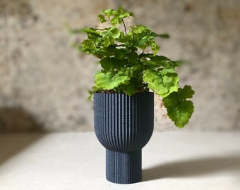 Tall Modern Planter "Chalice” Black Wood Finish