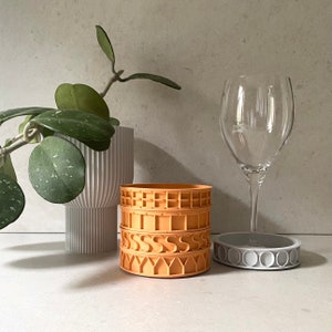 Personalized Stacking &quot;Letter Coaster&quot; Orange Matte Finish Mid Century Modern