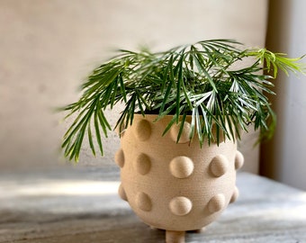 Wood Planter Mid Century Modern "Dots"
