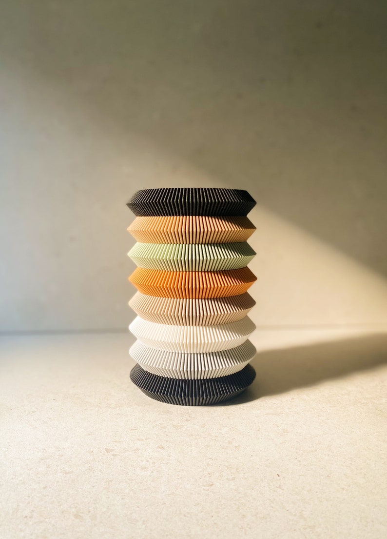 Gift: Set of 4 Stacking PAGODA COASTER Oatmeal Matte Finish image 9