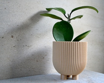 Wood Indoor Planter "BOWL" Natural Wood Finish