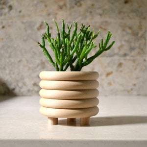 "Holz ""Coiled Planter"" Matte Finish Mid Century Zimmerpflanzer."