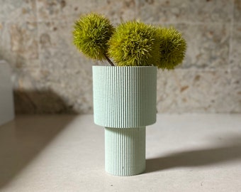 Tall Green Planter "PEDESTAL" Mid Century Modern Matte Finish
