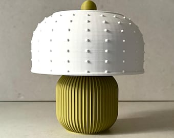 Mustard Green &quot;Ridged Bowl Short Lamp” Modern Boho