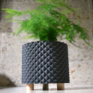 Wood Modern Planter PRISMATIC BLACK Black Wood Finish image 4