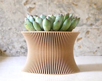 Wood Minimalist Planter "SVELTE" Natural Wood Finish