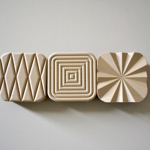 Set of 3 Square Wall Planters Natural Wood Finish
