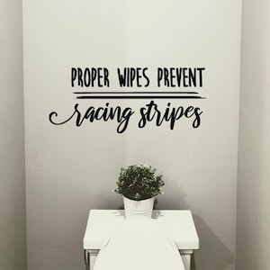 Funny Wood Sign - "TOMATO FANQIE Proper Wipes Prevent Racing Stripes" Bathroom Decor (10x5 Inch)