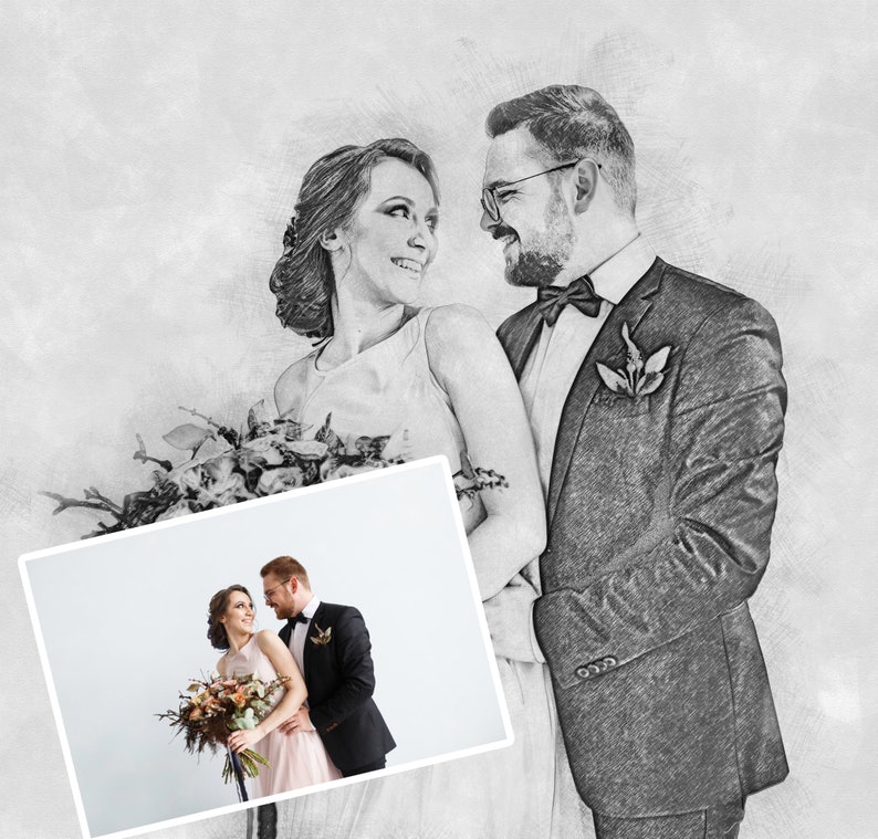 Custom Wedding Portrait Gift, Wedding Anniversary Gift, For Wife Custom Wedding Portrait Gift, Wedding Anniversary Gift, For Wife