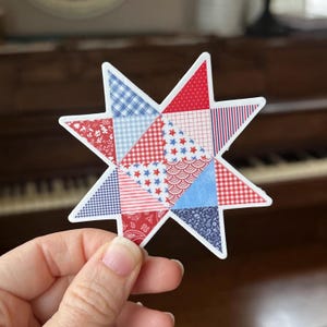 Quilter Sticker Patriotic Patchwork Quilt Star