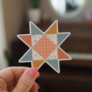 Floral Friendship Patchwork Quilt Star Quilter Gift Vinyl Sticker