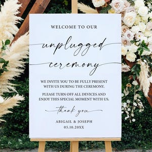Unplugged ceremonie bruiloft teken, bruiloft welkomstbord, minimalistische bruiloft teken, teken huwelijksceremonie, Unplugged borden, elegante bruiloft teken