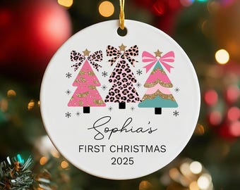 Baby Girl First Christmas Ornament, Custom Baby's First Christmas Decoration, Girls First Xmas Ornament with Baby Name, New Baby Gift