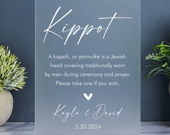 Minimalist Kippot Sign, Modern Minimalist Jewish Wedding Decor, Yarmulke Basket, Jewish Wedding Ceremony, Bar Mitzvah Sign, Kippah Sign