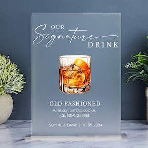 Unser Signature Drink-Schild, Single Signature Cocktail-Schild, Hochzeitsbar-Menü-Schild, His and Hers Bar Schild, Acryl Hochzeit Bar Beschilderung