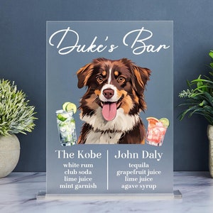 Hunde Signature Drink Zeichen, Pet Signature Cocktails Zeichen, Dog Bar Zeichen, Open Bar Hochzeitsschild, Pet Bar Menü Zeichen, Haustier Hochzeitsdeko, Acryl