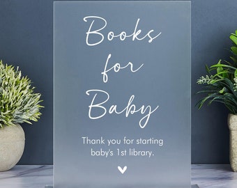 Letrero para libro de bebé, Letrero para libro de bebé para baby shower, Señalización neutra en cuanto al género, Letrero acrílico para dejar libros