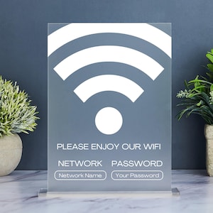 Wifi Password Sign, Wifi Acrylic Sign for Home, Airbnb, Small Business, Rental, Salons, Restaurants, Bars, Hotels, Hangars, Flight Lounges