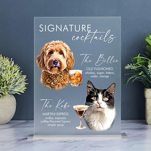 Enseigne de cocktail pour chien pour mariage, Enseigne pour boisson personnalisée, Enseigne pour boisson signature Chiens, Enseigne de cocktail personnalisée pour animal de compagnie, Enseigne de bar pour chien pour mariage