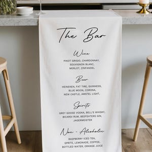 Fabric Wedding Bar Menu, Fabric Cocktail Menu, Custom Bar Sign, Signature Cocktails Sign, Minimalist Wedding Bar Sign,Rustic Reception Decor