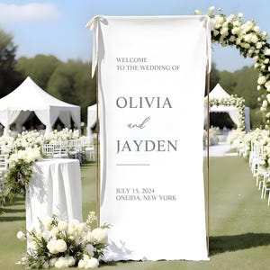 Fabric Wedding Welcome Sign, Custom Linen Wedding Sign, Wedding Ceremony Sign, Welcome to Our Wedding, Boho Wedding Decor,Rustic Fabric Sign