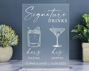 Signature Drink Sign, Signature Cocktail Sign, Bar Menu Sign, Wedding Drink Sign, His and Her Drinks Sign, Bride and Groom Drink Sign