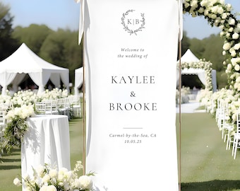 Custom Wedding Fabric Sign, Fabric Wedding Welcome Sign, Modern Outdoor Wedding Decor, Wedding Ceremony Sign, Engagement Party Decoration