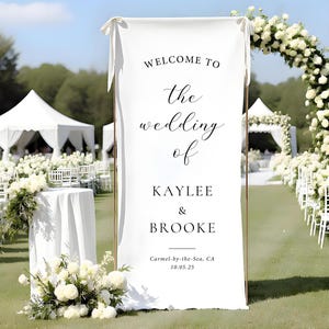 Custom Wedding Fabric Sign, Outdoor Wedding Banner, Wedding Welcome Sign, Personalized Wedding Decoration, Welcome to Our Wedding Sign